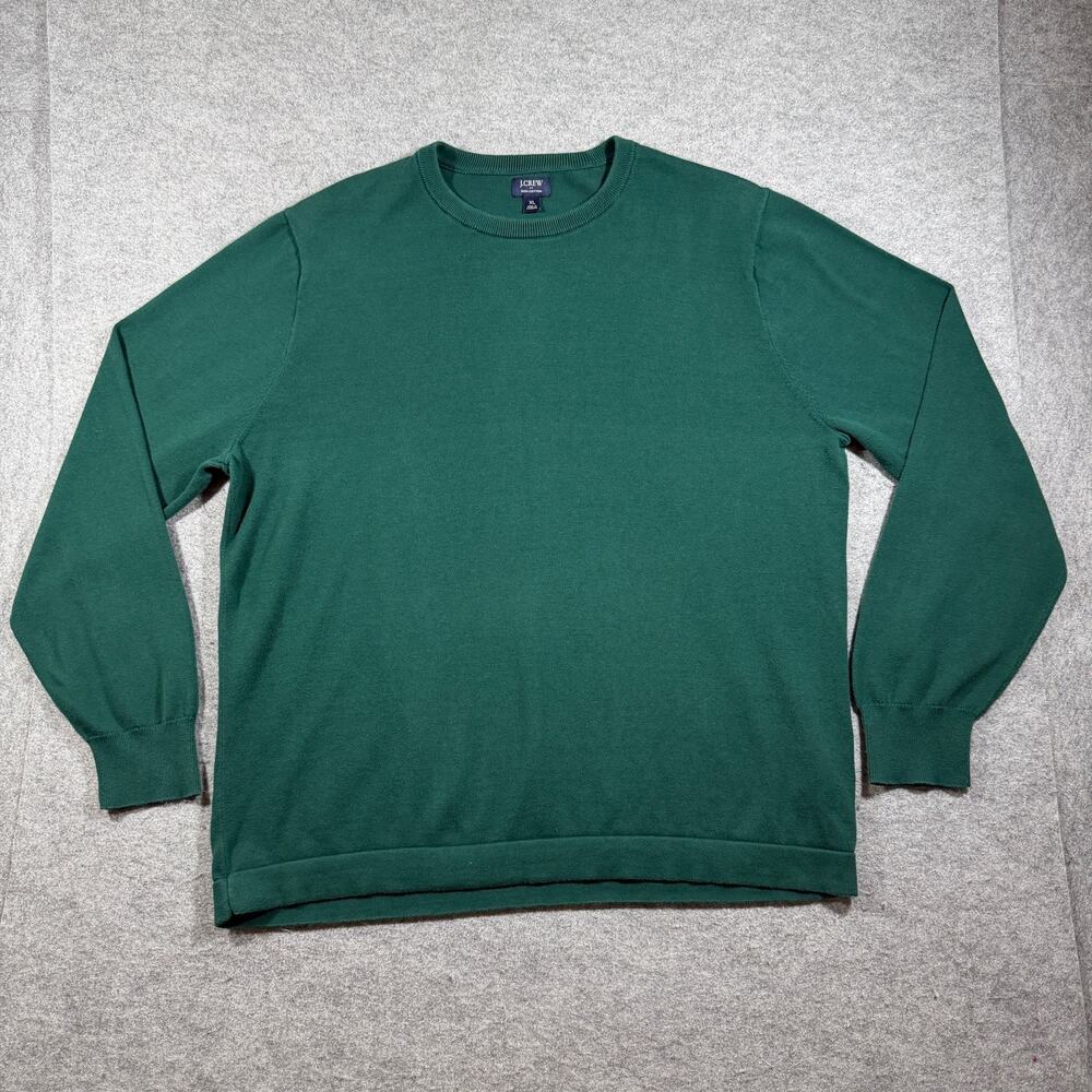 J. Crew Sweater Mens XL Green Crew Neck Cotton Knit Pullover Preppy Casual